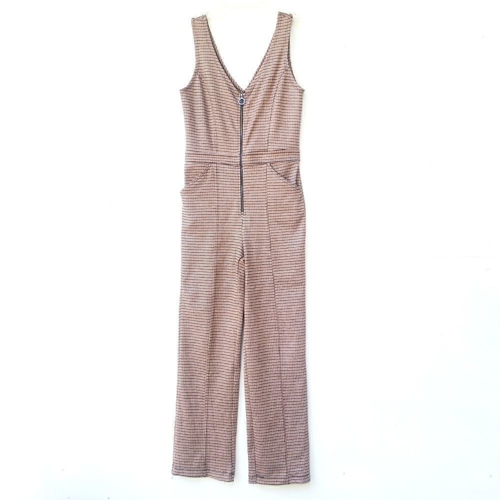 Women's New Sleeveless Plaid Jumpsuit XS
